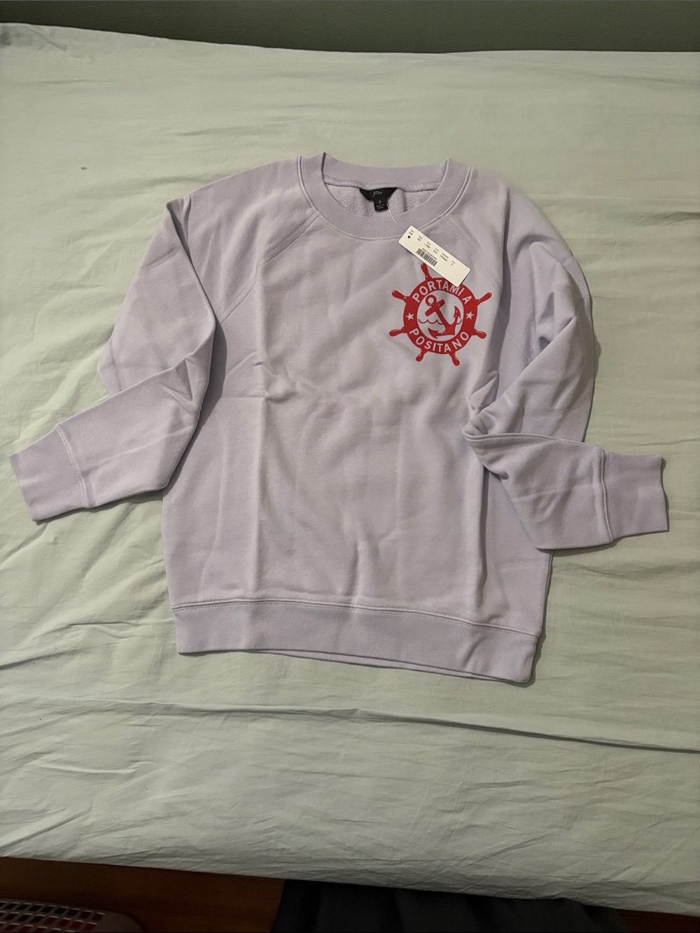 J. Crew Lilac Sweatshirt with Red Anchor Graphic